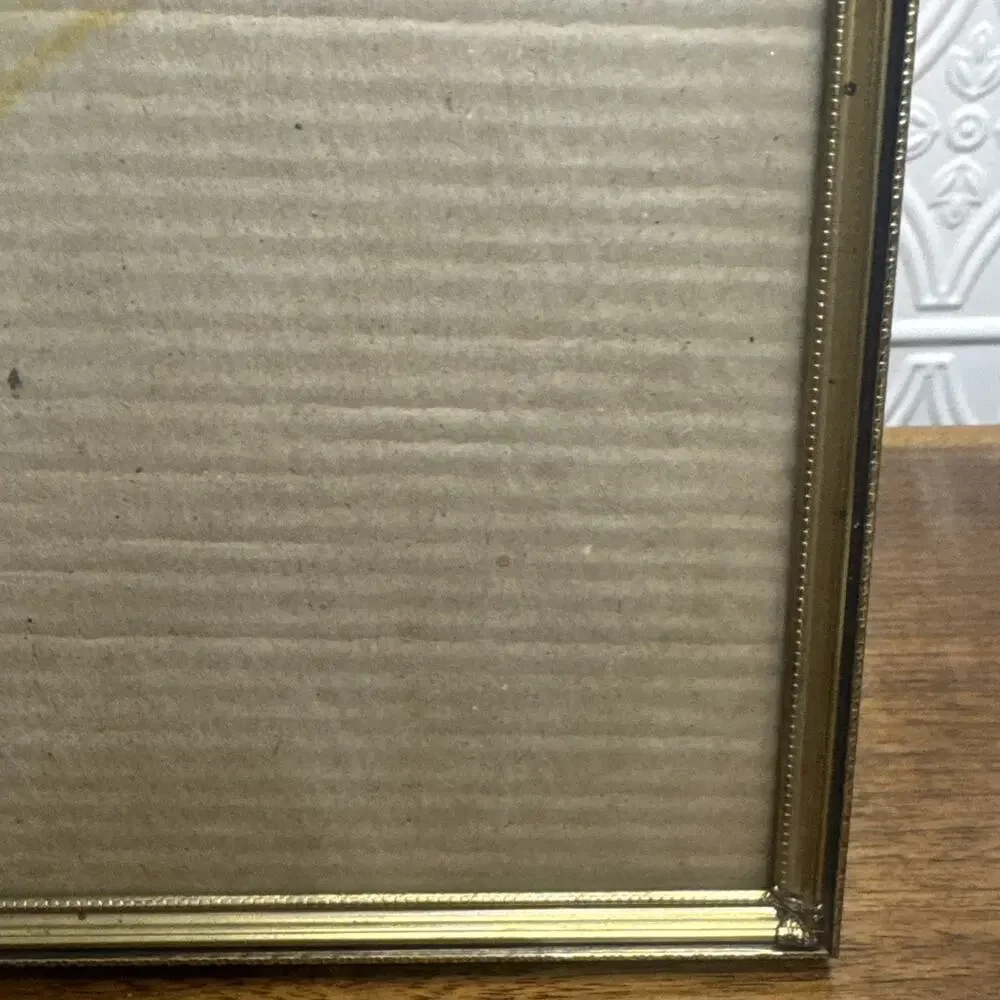 Vintage Metal Picture Frame Glass Easel Ornate Design 8x10 MCM Decor Heavy